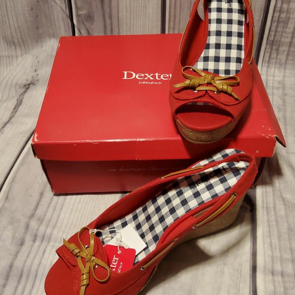 Dexter peep toe red Wedges 8.5 - Picture 8 of 8